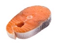Salmon, trout, steak, slice of fresh raw fish, isolated on white background with clipping path