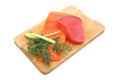 Salmon and tuna fish on white Royalty Free Stock Photo