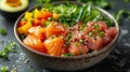 Salmon and tuna poke bowl