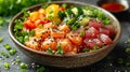 Salmon and tuna poke bowl