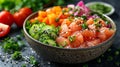 Salmon and tuna poke bowl