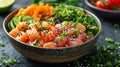 Salmon and tuna poke bowl