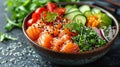 Salmon and tuna poke bowl