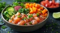 Salmon and tuna poke bowl