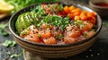 Salmon and tuna poke bowl