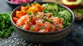 Salmon and tuna poke bowl