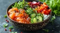 Salmon and tuna poke bowl