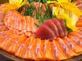 Salmon and tuna sashimi slice, japanese food