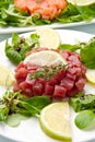 Salmon, tuna and swordfish tartare