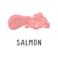 Salmon Vector illustration, flat design cartoon of fatty fish salmon natural product for health and vitamins