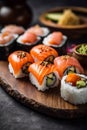 seafood rice japanese food roll fish meal set sushi japan. Generative AI.