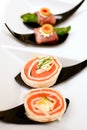 Salmon wrap canape Royalty Free Stock Photo