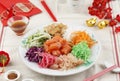 Salmon Yee Sang or Yusheng, a Chinese New Year Celebration Dish Royalty Free Stock Photo