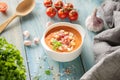 Spanish cold tomato soup salmorejo