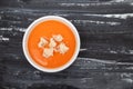 Salmorejo, Spanish cold tomato soup in small bowl