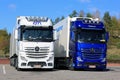 White and Blue Mercedes-Benz Actros Trucks