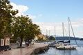 SALO, ITALY - MAY 15, 2017: Garda lake front Lungolago Zanardelli with boats moored, Salo, Italy Royalty Free Stock Photo