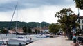 SALO, ITALY - MAY 15, 2017: Garda lake front Lungolago Zanardelli with boats moored, Salo, Italy Royalty Free Stock Photo