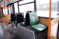 Salon in the Belarusian semi-low-floor city bus of 2006 of the release used by the State unitary enterprise `Mosgortrans`.