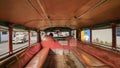 Legazpi, Philippines - January 5, 2018: Salon empty Filipino jeepney taxi.