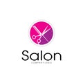 Salon/hair cut logo design with scissor and comb vector file Royalty Free Stock Photo