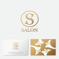 Salon Logo. S Letter. The Original Gold S Monogram With Leaves In A Circle.