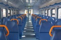 Salon of a modern train Electric Multiple Unit EP3D. It was serving visitors of the 2018 FIFA World Cup Russia and then