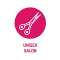 Salon unisex color line icon. Haircutting shears. Hairdresser services for woman and man. Beauty industry. Pictogram for web page