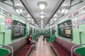 Salon of the vintage subway train Ezh3. Royalty Free Stock Photo