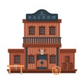 Saloon Architectural Construction, Wild West Wooden Building, Western Town Design Element Vector Illustration Royalty Free Stock Photo