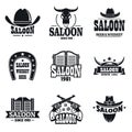 Saloon logo set, simple style