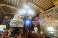 Saloon for small talks in paneled room of De Haar Castle