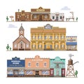 Saloon vector wild west building and western cowboys house or bar in street illustration wildly set of country landscape Royalty Free Stock Photo