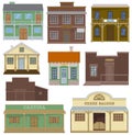 Saloon vector wild west housing building and western cowboys house or bar in street illustration wildly set of country