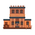 Saloon Wild West Wooden Building, Architectural Construction of Western Town Vector Illustration Royalty Free Stock Photo