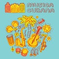 Salsa cuban music and dance illustration with