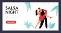 Salsa dance night website banner interface template flat vector illustration. Royalty Free Stock Photo