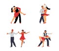 Salsa dance partners characters collection, flat vector illustration isolated. Royalty Free Stock Photo