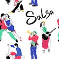 Salsa dance vector.Tango couple vector. Couple dancing salsa. Argentine tango.Web background patternsalsa latino party banner