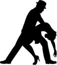 Salsa dancing couple silhouette