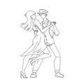 Salsa Dancing Performing Dancers Couple Vector Illustration