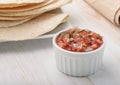 Salsa fresca sauce and flatbread Royalty Free Stock Photo