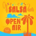 Salsa lettering with silhouettes of palms