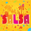 Salsa lettering with silhouettes of palms