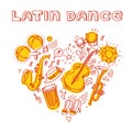 Salsa music and dance illustration with musical