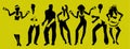 Salsa Party Time. Group of three men and four women dancing latin music. Royalty Free Stock Photo