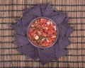 Salsa pico de gallo and blue corn tortilla chips Royalty Free Stock Photo