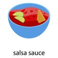 Salsa sauce icon, isometric style