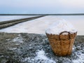 Salt basket beside salt field