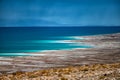 Salt beach of the Dead Sea in Jordan Royalty Free Stock Photo